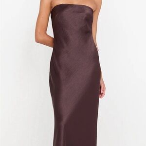 BEC + BRIDGE Austen Strapless Maxi Dress in Dark Chocolate Size 12